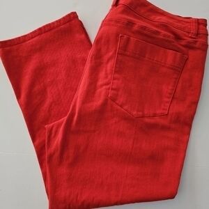 Coldwater Creek Womens Red Crop Capri Classic Fit‎ Stretch Jeans Size 12